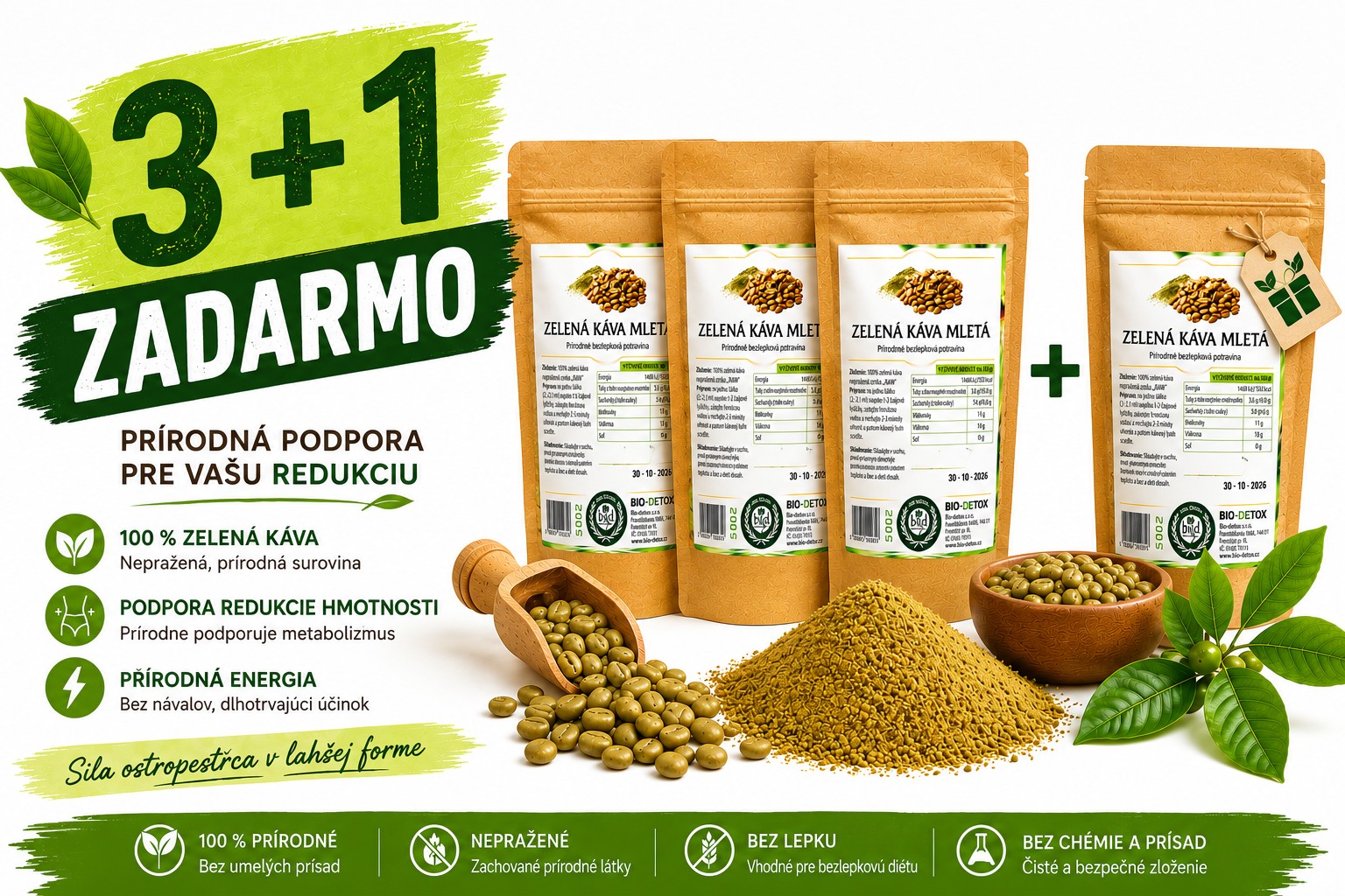 Zelená káva Brazil Taste 3 + 1 ZADARMO